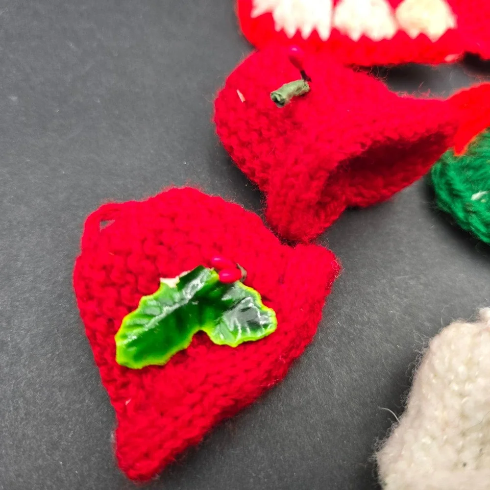Vintage Handmade Crochet Plastic Canvas Christmas Ornament Lot 10pc Stocking